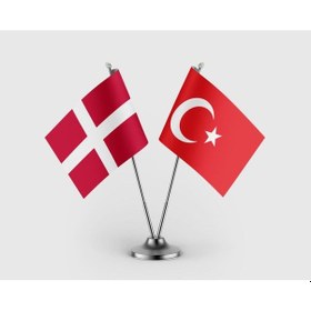 Resim Danimarka Ve Türkiye Bayrağı İkili Saten Masa Bayrağı Takımı Diğer 