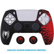 Resim Dobe PS5 Dualsense Spider-Man Koruyucu Silikon Kılıf + Analog silikon Koruyucu 