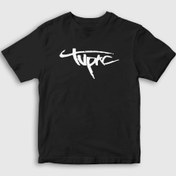 Resim Unisex Çocuk Siyah Logo Tupac Shakur T-Shirt 