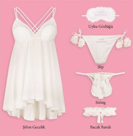 Resim Magic Form 50150 Şifon Kumaşlı Beşli Takım Balayı Çeyiz Seti - Ekru Ekru 