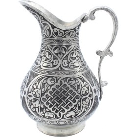 Resim Copperdone Ağır El Işlemeli Gümüş Eskitme Bakır Sürahi Osmanlı Koleksiyonu 7 