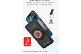 Resim Kensa 10000 Mah Magsafe Uyumlu Taşınabilir Powerbank Dahili Kablolu | 22.5W Scp 20W Pd | 15W Wireless 
