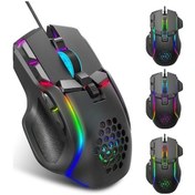 Resim Hxsj S700 12800 Dpı 10 Düğmeli Usb Kablolu Rgb Işıklı Oyun Faresi - Siyah S700 