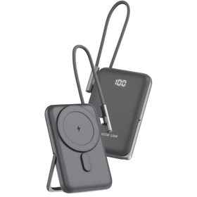 Resim Green Lion Monte Carlo 10000mAh MagSafe Power Bank, PD 20W Hızlı Şarj, Dahili Type-C Kablolu, Standlı 