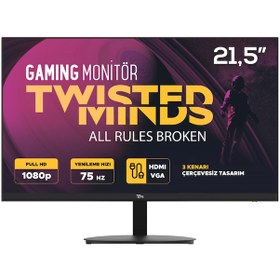 Resim TWISTED MINDS 21.5" TM22DFA FULLHD 75Hz HDMI VGA ÇERÇEVESİZ AMD FREESYNC GAMING MONİTÖR 