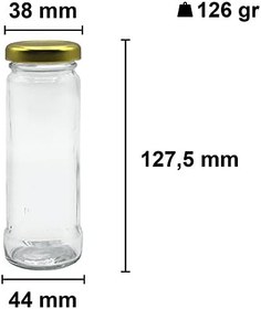 Resim Afracam 105 ml Metal Gold Kapaklı Tuzluk Şeffaf Cam Kavanoz 24 Adet 