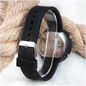 Resim Spectrum Mat Siyah Yuvarlak Dijital LED Ekran Unisex Saat 38 mm Siyah Silikon Kordon Suya Dayanıklı 