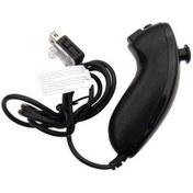 Resim Nintendo Wii Konsolu İçin Siyah Hareket Tabanlı Kablolu Nunchuck Denetleyici Video Oyunu El Kavisli Oyun Kolu Denetleyicisi 