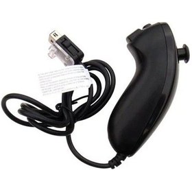 Resim Nintendo Wii Konsolu İçin Siyah Hareket Tabanlı Kablolu Nunchuck Denetleyici Video Oyunu El Kavisli Oyun Kolu Denetleyicisi 