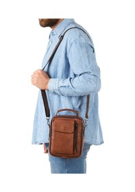 Resim Newish Polo Erkek Mekanizmalı Cüzdan Ve Deri Kapaklı Omuz El Çantası 17x22cm - New337 Taba 