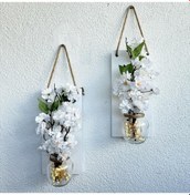 Resim Led Işıklı, Lüx Beyaz Bahardalı Çiçekli Duvar Dekoru Beyaz İkili Set Beyaz 