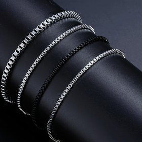 Resim 4 Parça Retro Minimalist Paslanmaz Çelik Erkek Zincir Bileklik Seti, Uniseks Üst Üste Takılabilir El Takısı, Cadılar Bayramı, Yılbaşı, Oğul, Baba veya Sevgili İçin İdeal Hediye 