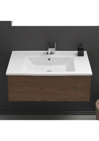 Resim Turkuaz Seramik Cerastyle Arte 85x45 CM Etajerli Lavabo Dolap Hariç 