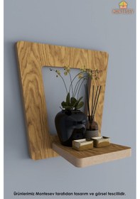 Resim Ahşap Dekoratif Duvar Rafı Mtsv-986 Açık Kahverengi 