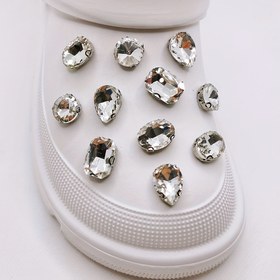 Resim 11 adet Ayırılabilir Şekilli Taşlı Ayakkabı Süsleri, Clogs Bahçe Ayakkabıları, DIY Ayakkabı Aksesuarları 