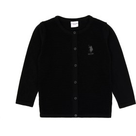 Resim U.S. Polo Assn. Kız Çocuk Siyah Düğmeli Bisiklet Yaka Triko Hırka 50316292-VR046 