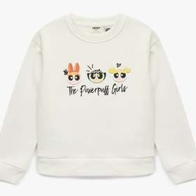 Resim Koton Powerpuff Girls Baskılı Uzun Kollu Bisiklet Yaka Lisanslı Oversize Sweatshirt Ekru 6wkg10443ak Ekru 