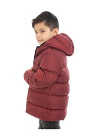 Resim Spor Erkek Çocuk Polarlı Kürklü Kapüşonlu Su Geçirmez Rüzgara Dayanıklı Şişme Kışlık Mont-197 Bordo 