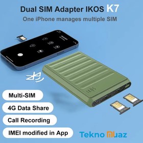 Resim IKOS K7 Çift SIM Adaptörü – Tüm iPhone’larla Uyumlu, Çift Hat, Çağrı, SMS ve 4G Destekli 