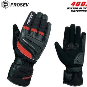 Resim Prosev 4002 Waterproof Kışlık Motosiklet Eldiveni Kırmızı 