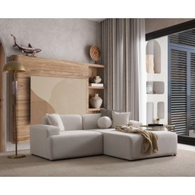 Resim S Home Design Concept Molly Mini 2 Modül Kanepe Köşe Koltuk, Sağ Köşe, Yönsüz Kadife Kırık Beyaz 210x145 