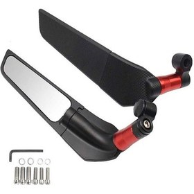 Resim Motosiklet Gidon Kanat Ayna Unıversal Model 360 Derece Dönebilen Motor Gidon Kanat Ayna Red 