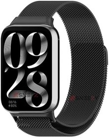 Resim Sneezy Xiaomi Mi Band 8 Pro İle Uyumlu Woven Wire Tasarım Metal Hasır Kordon Siyah 