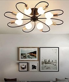 Resim Rsylight Retro Metal Tavan Plofyoner 8 Li Rustik Dekoratif Avize Siyah RYS000870 