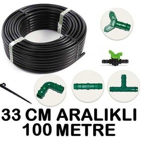 Resim 100 M. 33 Cm Delik Mesafeli Bağ Bahçe Ağaç Fidan Damlama Sulama 