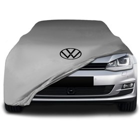 Resim ULTRASHOP Volkswagen Golf 7 (2012 - 2020) Gri Kumaş Araba Branda Logolu Kumaş Araba Brandası Penye Oto Branda 