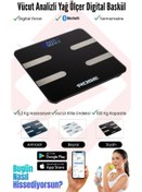 Resim Rose RB-201 Akıllı Yağ Ölçer Dijital Tartı Vücut Analizi Yağ Ölçer 