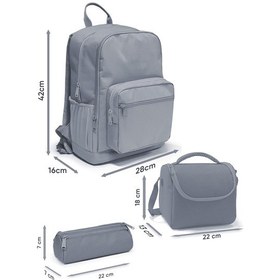 Resim Coral High Lacivert Saks Kamuflaj Desenli 3 Lü Okul Çanta Seti Set0123689 Lacivert - Saks 
