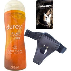 Resim Durex Play 2si1 Arada Ylang Ylang Uyarıcılı & Kayganlaştırıcılı Jel 200 ml + Siyah Deri Strap-On Kemeri + Hediye 