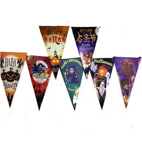 Resim Lüks Baskılı Üçgen Model Halloween Banner Süs Bayrak 8 Li 