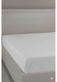 Resim %100 Pamuk Ranforce Premium Çift Kişilik Çarşaf - Beyaz Beyaz 