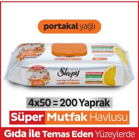 Resim Easy Clean Süper Yüzey Temizlik Mutfak Havlusu&Mendili Portakal Yağlı 4X50 (200 Yaprak) 