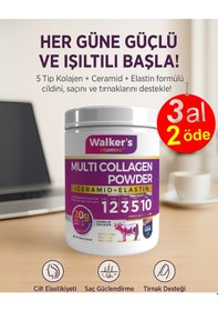 Resim Walker's Vitamins %100 Saf Ve Doğal Ceramide, Elastin, Cranberry, İçeren Çift Hidrolize Kolajen - Collagen 