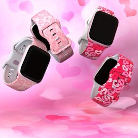 Resim IWatch Serisi Ile Uyumlu Güzel Kalp Watchband, Kadınlar Erkekler Için Sevimli Yumuşak Silikon Ayarlanabilir Saat Yedek Band Kayışı 