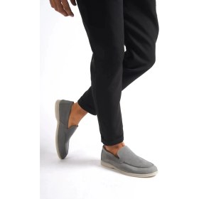 Resim Mubiano Hakiki Deri -MBKRY22103GR Gri Nubuk Erkek Loafer 