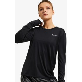 Resim Nike Dri-Fit Pacer Uzun Kollu Siyah Kadın Koşu Üstü 