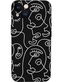 Resim mooodcase Iphone 13 Uyumlu Face Art Desenli Kamera Lens Korumalı Darbe Emici Silikonlu Lansman Kılıf 