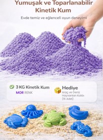 Resim Kinetic Sand 3 KG Kinetik Kum ve 16 Adet Kum Kalıbı Hediye - Eğitici Öğretici Oyun Kumu 