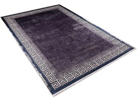 Resim Lüks Eskitme Mürdüm ve Koyu Mor Yunan Anahtar Bordürlü Halı - SH1273MUMO - 80x300cm 