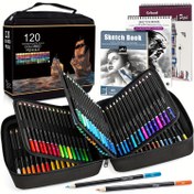 Resim Ccfoud 120 Renkli Kalem Seti - Önceden Uçlu, Yumuşak Çekirdek, Ambidextrous, Yuvarlak, Orta Nokta, Ahşap, Taşınabilir Kasa ile Sanatçılar ve Hobiler için Çizim ve Boyama Kitapları 