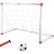 Resim Qingmipy 3+ Yaş Çocuklar İçin 60cm Plastik Futbol Kale Seti - Hızlı Montaj, Kolay Taşınabilir, Futbol Ve Hava Pompası İçerir Beyaz 