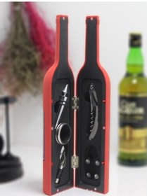 Resim Şişe Tirbuşon Seti Büyük Boy Kırmızı 