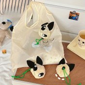 Resim Kadınlar için Hafif Katlanabilir Alışveriş Çantası - Sevimli Köpek Tasarımı ile Büyük Kapasiteli Tote Çanta, Açık Üst Alışveriş Çantası, Seyahat, Alışveriş, İş için Geniş Günlük Taşıma, Bej Polyester El Çantası, Seyahat Taşıma Çantası, Eğlenceli Tasarım, Sağlam Tutuşlar, Moda Aksesuarı, Rahat Stil, Dayanıklı Kumaş, Moda Severler 