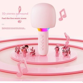Resim Kablosuz Işıklı Hoparlörlü Ses Değiştirme Özellikli Karaoke Mikrofon -1587 