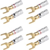 Resim Leezsing 4 Çift Altın Kaplı Hoparlör Bağlantı Kablosu, Y Tipi, Ses Enstrümanı Amfi Adaptörü, Sol-sağ Ses Kanalı 