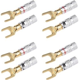 Resim Leezsing 4 Çift Altın Kaplı Hoparlör Bağlantı Kablosu, Y Tipi, Ses Enstrümanı Amfi Adaptörü, Sol-sağ Ses Kanalı 